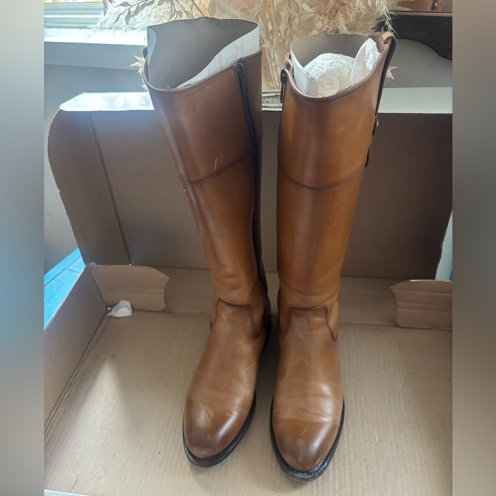 FRYE Cara Tall Cognac Boot